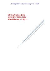 Đề cương ôn tập Giữa kì 1 Hóa học 11 năm 2025–2026 trường THPT chuyên Lương Văn Chánh (Đắk Lắk)